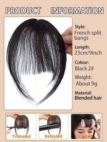 Black Split Blended Hair French Bangs Hairstyle Tool Hair Clip Extension Blended Hair Fake Tassels Natural Wig Women Clip Bangs Tool Natural Wig - S2 - View 5