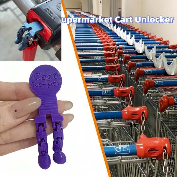 Funny Hand Push Shopping Cart Stand Key Ring And Lock, Shopping Cart Coin Changer - Durable And Lightweight Unlock Tool, Carry Shopping Coins With You, Suitable For Outdoor Activities, Daily Use And Birthday Gifts