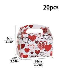 5pcs/20pcs Valentine's Day Cake Boxes, Heart-Shaped Baking Boxes, Dessert Packaging Boxes, Gift Boxes, White Card Handled Bags, Cake Takeout Boxes - Multicolor - View 12