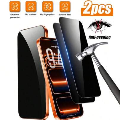 Bộ 2 miếng dán bảo vệ màn hình chống trầy xước, phủ toàn màn hình, chống bám vân tay, chống nước, chống trầy xước, chống sốc, tương thích với iPhone 17e/16/15/14/13/12/11 Pro Max/XR/X/XS Max/7/8 Plus/17/17 Air/17 Pro/17 Pro Max