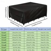 Heavy Duty 600D Patio Furniture Cover, UV Protection, All Season - Fits Rectangular/Square Tables, Chairs, Sofas - 8 Sizes Available, Suitable For Balcony, Terrace, Garden, Outdoor Furniture Cover, Patio Table Cover,Women's Day,Travel Essentials,Wedding Favours,Y2k,Bedroom,Car Accessories Women,Kitchen Decorkitchen Decor - Black - View 3