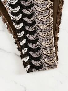 Elegant Beaded Contrast Color Bikini Set, Sexy & Fashionable For Beach - Coffee Brown - View 7