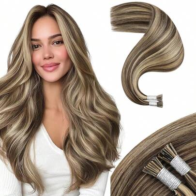 VADES Benehair I-Tip Keratin Hair Extensions 100% Remy Human Hair 16/20 Inches  - Professional Stick Tip Hair Extensions For Thinning Hair, Fine Hair, And Hair Loss  - Natural Looking Volume & Length For Daily Wear, Weddings, Special Occasions - Easy Application, Seamless Blend, Damage-Free Solution For Thinning Crown & Hairline