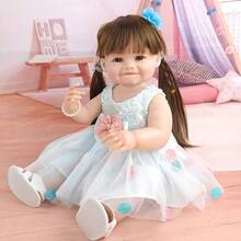 1件22英寸精致亮片裙仿真玩具，全乙烯基材质，可DIY发型，转世娃娃换装游戏，娃娃，生日礼物 - Vinyl Body Doll - 查看 3