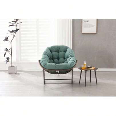 Outdoor Rocking Chair, Oversized Wicker Egg-Shaped Rocking Chair For Patio, Comfortable Indoor And Outdoor Rocking Chair With Thick Cushion, Modern Relaxation Chair For Balcony, Porch, Garden, Yard