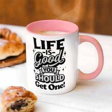 An Encouraging Words Cup, 11oz Ceramic Cup, Promotes Positivity And Support - 粉色 - 查看 6