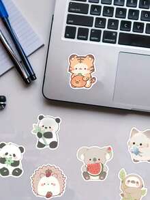 50张卡通水彩动物贴纸，适用于手册、笔记本电脑、手机壳、行李箱、吉他等装饰。 - 彩色 - 查看 4