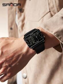 Đồng hồ điện tử thời trang SANDA 6273 dành cho nam, lịch phát sáng, chống nước, thể thao ngoài trời, đồng hồ đeo tay kỹ thuật số dành cho nữ - màu đen - Xem 4
