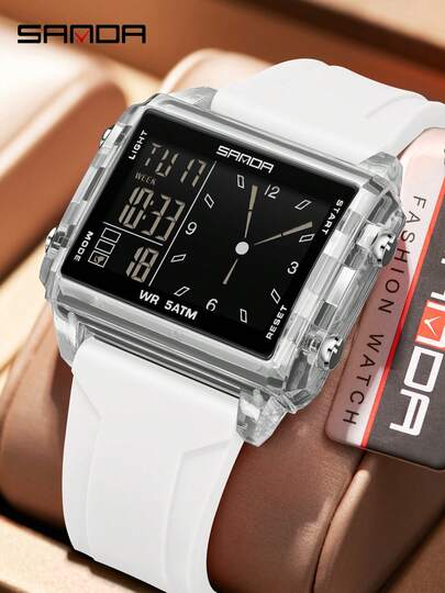  Relojes electrónicos de moda SANDA 6273 para hombre, con calendario luminoso, resistente al agua, reloj deportivo y casual digital para mujer