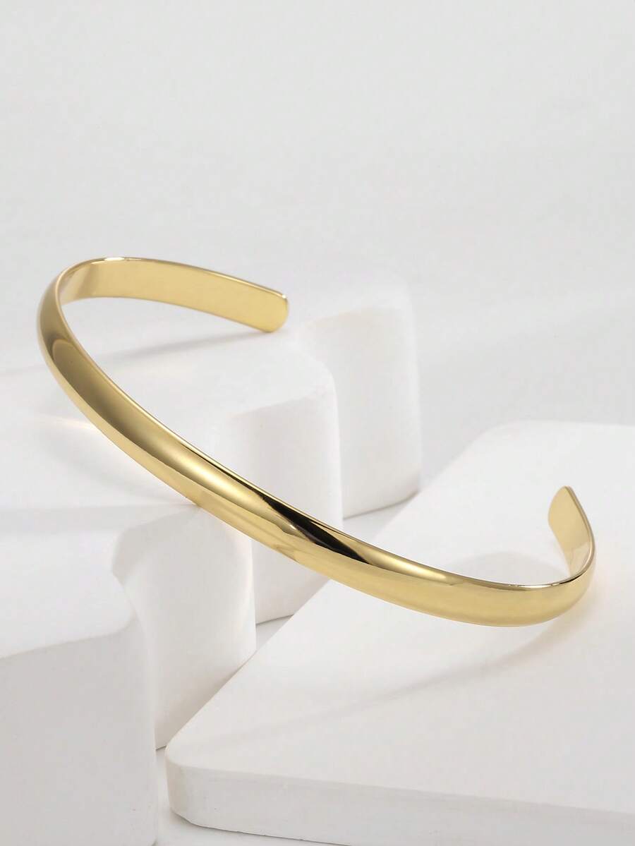 Charm-In 1pc Smooth Finish Quality Ladies Bangle Bracelet, Everyday Wear - Golden CYB0068 - View 1