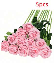 1支/5支/10支/12支/20支装，20英寸粉色仿真玫瑰，高端仿真玫瑰，适用于家居装饰、房间装饰、餐桌装饰、婚礼装饰、新娘捧花、腕花、插花等。也适用于家庭、餐厅、卧室、花瓶插花等场合。