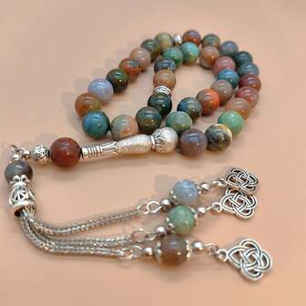 1 件天然略有瑕疵玛瑙手串念珠，伊斯兰祈祷、节日、庆典手链，念珠真石，副朝礼物