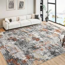 Techigher Abstract Runner Rug, Modern Abstract Floor Carpet, Washable Non Slip Low Pile Kitchen Printed Runner For Hall Kitchen Bedroom - Orange Gray - View 13