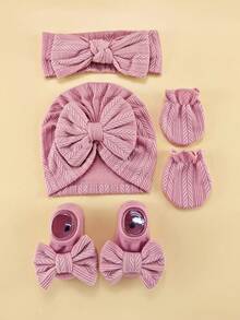 Newborn Baby Headband Set, Infant Hat, Headband, Gloves, Socks Set, Baby Beanie, Infant Headscarf Cap, Baby Headwear - Multicolor - View 3