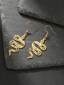 一对不锈钢动物蝴蝶蛇日月吊坠耳环，适合家人、朋友、聚会、日常佩戴、礼物 - 彩色 - 查看 14