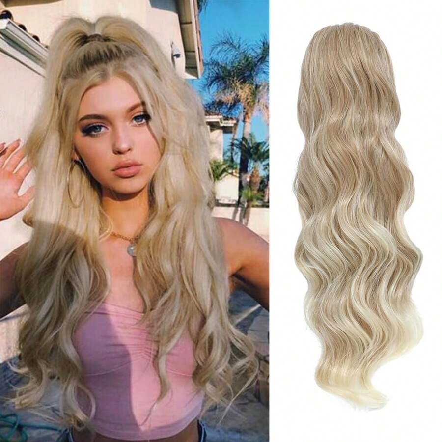 Ponytail Hair Extensions, Synthetic 26inch Long Wavy Clip In Ponytail Extension Ponytails Hairpiece For Women Daily Use