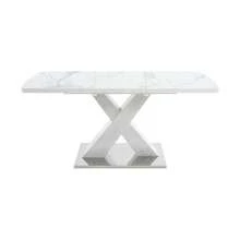 Modern Rectangular Dining Table, 120cm-160cm, Extendable, With Printed Black Marble Top + MDF X-Shaped Table Leg With Metal Base - White + MDF+Steel + Primary Living Space - View 6