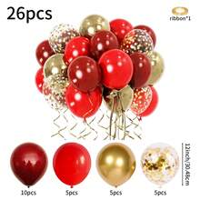 Red & Gold Balloons Set With Gold Confetti Balloons - Burgundy Metallic Gold Thick Latex Balloons For Wedding, Bridal Shower, Anniversary, Valentine's Day, Birthday, Graduation, Baptism, Party Decorations - Multicolor - View 10