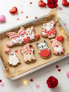 6 قطع مجموعة قوالب قطع بشكل قلب وكلمات الحب، قوالب ملحقات إعلان الحب الرومانسي لتشكيل البسكويت والفوندان، أداة ضغط ثلاثية الأبعاد، هدية عيد الميلاد، ديكورات عيد الحب، هدايا عيد الحب، ديكورات عيد الحب - وردي - مشاهدة 3