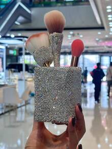 360° Rotating Makeup Brush Holder, Vanity Table Organizer, Cosmetics And Skincare Product Storage, 5-Compartment Makeup Brush Cup, Dressing Table Desktop Organizer, A Gift For Women And Girls (Sparkling Diamond Design).,Gifts For Women,Christmas Gifts,Gift Ideas For Women - Multicolor - View 10