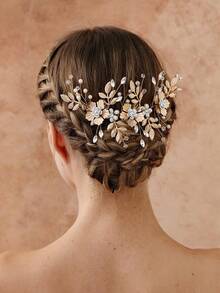 1 pieza Diadema de aleación de hierro vintage de doble diente, adecuada para todas las estaciones, accesorio de cabello de boda estilo europeo