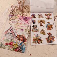 JAIIMAN 20张/本（5.56*8.26英寸）大尺寸PET防水自粘模切贴纸本，包含农场动物、花卉和季节性图案，非常适合用于日记、艺术手工、剪贴簿、DIY手工、水瓶、滑板、水彩画、节日装饰等。 - 紫羅蘭色 - 查看 9