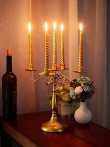 4 Pcs 10-Inch (Approx. 25.5cm) European-Style Long Pole Spiral Taper Candles, Spiral Candlestick Matching Style, Suitable For Romantic Home Decoration And Dinner Scene Arrangement To Create A Warm Atmosphere - Multicolor - View 2