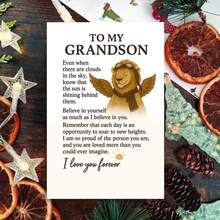 بطاقة تهنئة حفيد مؤثرة مع مغلف (11 سم * 16 سم) - "لحفيدي مع أطيب الأمنيات" تصميم، مشهد ملهم مع أسد ذو أجنحة، مثالية للعائلة والحفيد، مناسبة للتشجيع والتقدير، بطاقة تهنئة | بطاقة تشجيع الحفيد | بطاقة ترحيب ورقية - متعدد الألوان - مشاهدة 10