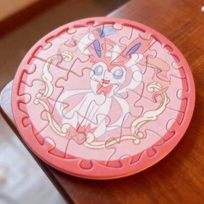  MINISO Pokemon Eevee Magnetic Puzzle, Official Collaboration Exquisite Pattern, Easy To Assemble, Home/Office Desktop Decor (1 Piece)