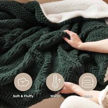 Sherpa Fleece Throw Blanket Couch - Herringbone Pattern Room Decor, Thick And Warm Blanket Winter, GentleSoft Fuzzy Cozy Gifts Women, Dark Green, 50x60 Inches - 02 - Dark Green + Throw (50" X 60") - View 5
