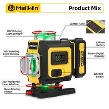 ONEVAN 16 Lines 4D Laser Levels 360 Horizontal Vertical Green Line Laser Level Self-Leveling Measure Leveling Tool - UK Plug(220-240V) - View 6