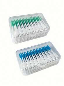 200支薄荷味牙线、牙间刷、迷你牙间刷、牙签刷、软橡胶牙间刷、口腔清洁刷 - 彩色 - 查看 8