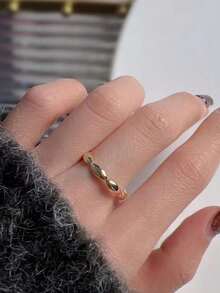 1 PC Gold Plated Floral Ring Open Adjustable Design Red Enamel Accents Irregular Flower Shape Stackable Vintage Style Jewelry For Women Daily Wear Wedding Party Festival Gift