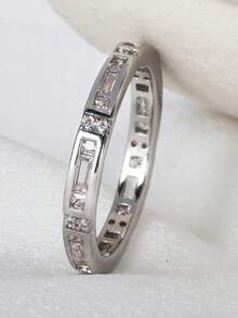 Charm-In 1 chiếc nhẫn đính đá Cubic Zirconia dành cho nữ dùng hàng ngày - Bạc - Xem 3