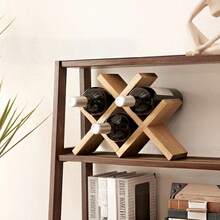 1件客厅实木创意酒架 - 乡村风格葡萄酒收纳方案，装饰性酒瓶展示架，可壁挂或桌面使用，节省空间设计（礼品准备） - 彩色 - 查看 6