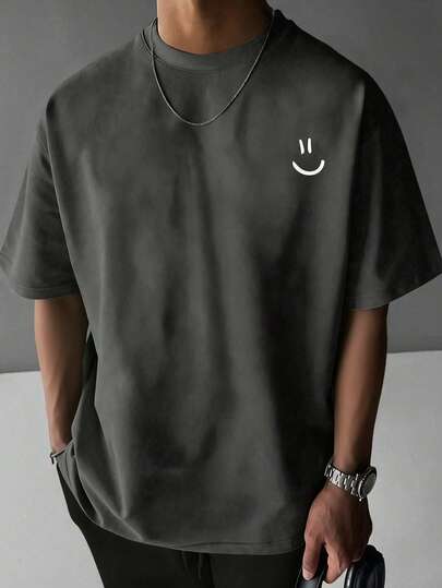 1pc Boys & Teen Casual Loose Sueded Graphic T-Shirt, Outdoor, Commuter, Spring/Summer/Autumn