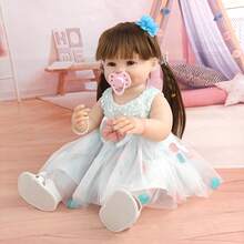 1件22英寸精致亮片裙仿真玩具，全乙烯基材质，可DIY发型，转世娃娃换装游戏，娃娃，生日礼物 - Vinyl Body Doll - 查看 4