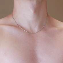 1条S925纯银锭形项链，男女通用，1毫米粗，锁骨链，毛衣链，低过敏性，附赠防氧化礼盒，节日礼物 - 銀色 - 查看 5