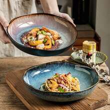 Thickened Ceramic Food Plate, Middle East New Year Serving Dish, Kitchen Restaurant, Microwave Oven, Dishwasher Available Big Bowls, Middle East Festival Tableware