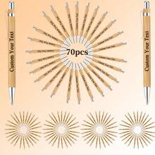 20/50/70/100pcs Personalized Bamboo Ballpoint Pens - Customized Engraved Name, Date, Lightweight Retractable, Weddings, Parties, Guest Books, Office And School Supplies, Forever Love, Personalized Gift, Graduation Gift, Thoughtful Gift, Teacher Gift, Stationery - Brown - View 8