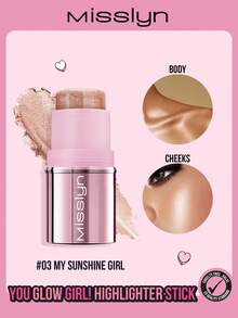 Misslyn You Glow Girl!  Highlighter Stick,Easy application, Lightweight, Creamy texture, Micro-fine pearls, Buildable Cream, Long Lasting, skin-loving formula - Single color highlight stick 03 - View 1