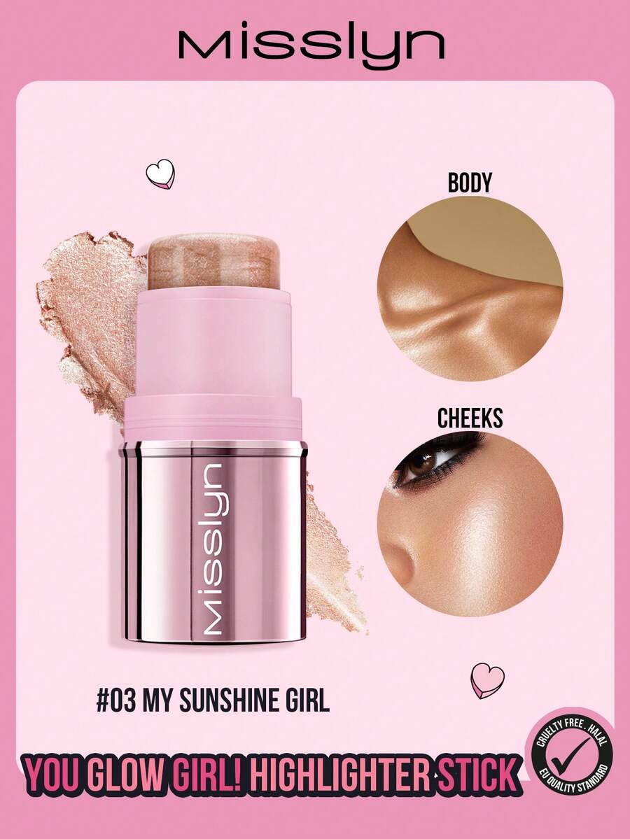 Misslyn You Glow Girl!  Highlighter Stick,Easy application, Lightweight, Creamy texture, Micro-fine pearls, Buildable Cream, Long Lasting, skin-loving formula - Single color highlight stick 03 - View 1