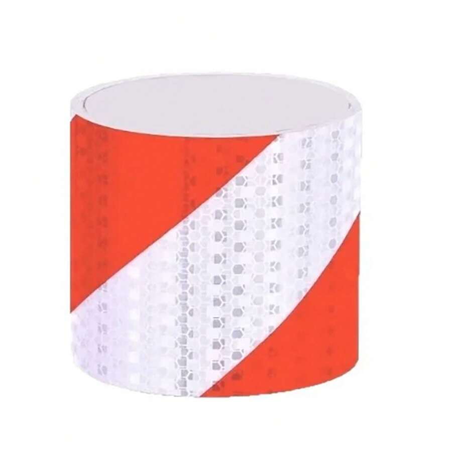 1 Rollo de Cinta de Advertencia de  Reflectante Brillante Autoadhesiva Impresión de Sarga Cinta Reflectante para Coche - 5cmX3m-blanco-rojo - Ver 1