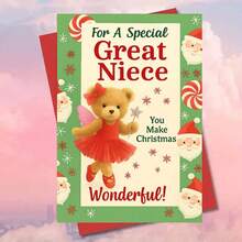 1 بطاقة تهنئة جذابة بشكل دب مع مغلف (11 سم * 16 سم) - تصميم "تمنيات عيد الميلاد لك"، مشهد احتفالي مع سانتا وقصبات السكر، مثالية للابنة وأحبائك، مناسبة لاحتفالات عيد الميلاد، بطاقة تهنئة عيد الميلاد|بطاقة دب عيد الميلاد|بطاقة ورقية للتهنئة - متعدد الألوان - مشاهدة 4