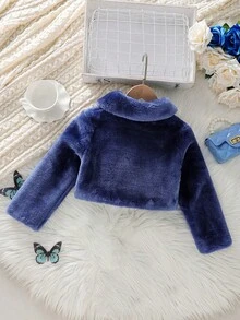 Mädchen Flauschige Langarm Umhang Jacke, geeignet für Kleider, Prinzessinnenkleider, passend für Partys, Aufführungen, Paraden, Geburtstagsfeiern, Konzerte - Blau - Übersicht 2