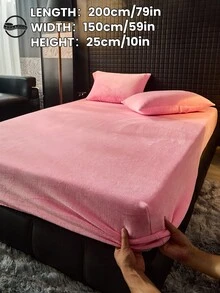1件纯色水晶绒床单，床上用品，床垫保护套，床罩，柔软家纺，透气防起球床垫垫，柔软亲肤，多种颜色可选，家居装饰，柔软舒适的卧室床上用品，时尚床垫罩 - 彩色 - 查看 73