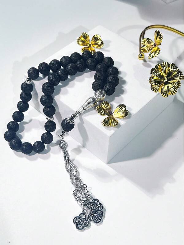 1pc 33 Meteorite Beads Muslim Tasbih, Elegant Islamic Prayer Beads Rosary, Suitable For Worship, Daily Faith Practice, And Religious Cultural Heritage