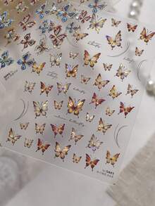 1 Stück glänzender Herbstblatt-Schmetterling Tier Insekt fliegender Schmetterling irisierender 5D Nail Art Aufkleber leuchtende Natur Fantasy Maniküre Abziehbilder für Frauen verzauberte Flügel Nagel Aufkleber für lange und kurze Nägel selbstklebende Dekoration