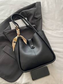 1 st lyxig enfärgad mångsidig axelväska för kvinnor - Svart - Visa 7