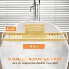Bathtub Tray Caddy - Bath Tray - Bath Tub Table Tray Caddy - Bath Tray Tub - Bamboo - 查看 3
